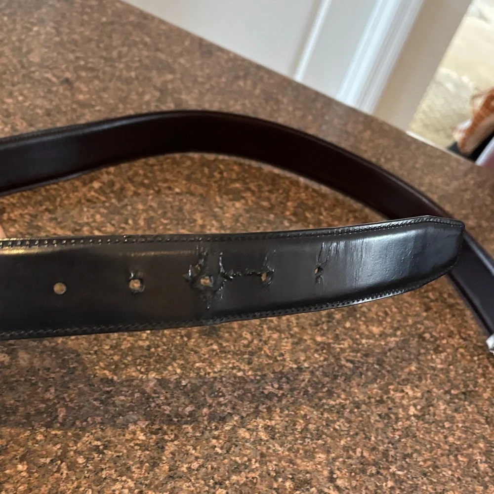 Salvatore Ferragamo Brown Black Leather Reversible Silver Buckle Belt
